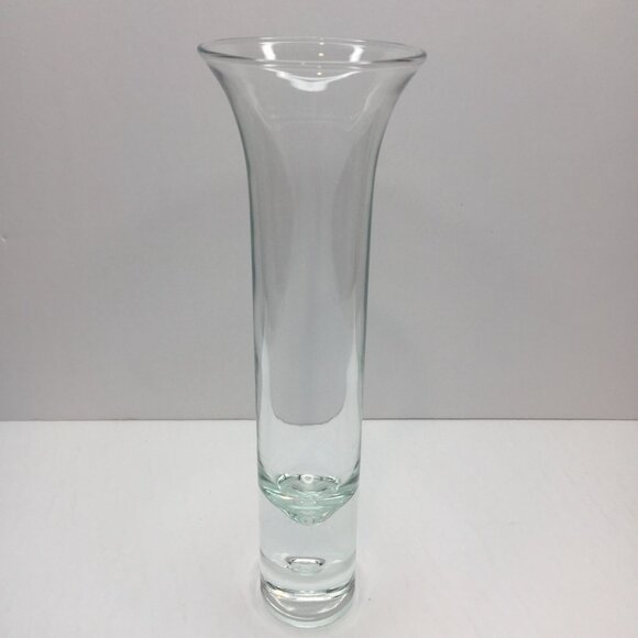 Vintage Set of 2 Clear Glass Bud Vases Flared Bubble Base 8" 10" Home Decor - Picture 10 of 16